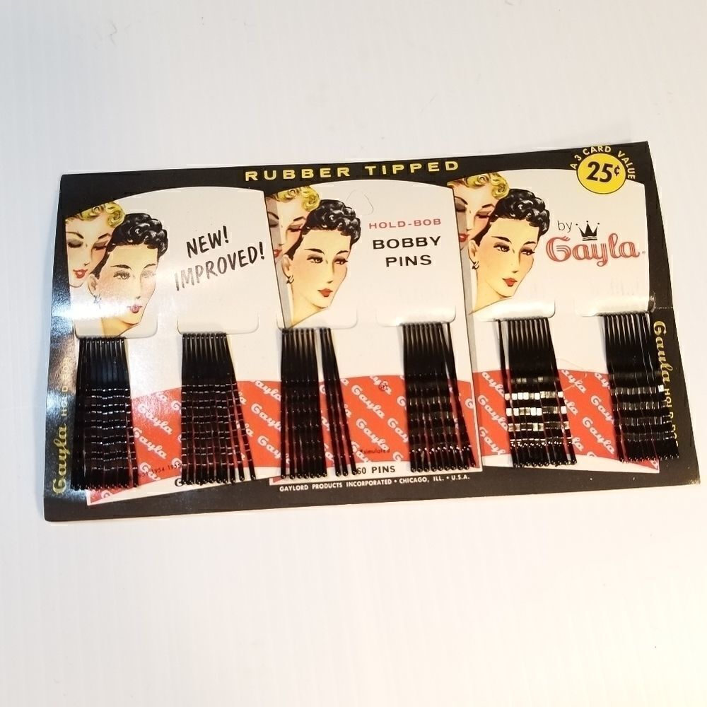 Vintage 1950s Gayla Bobby Pins 60 New Old Stock Retro Graphics